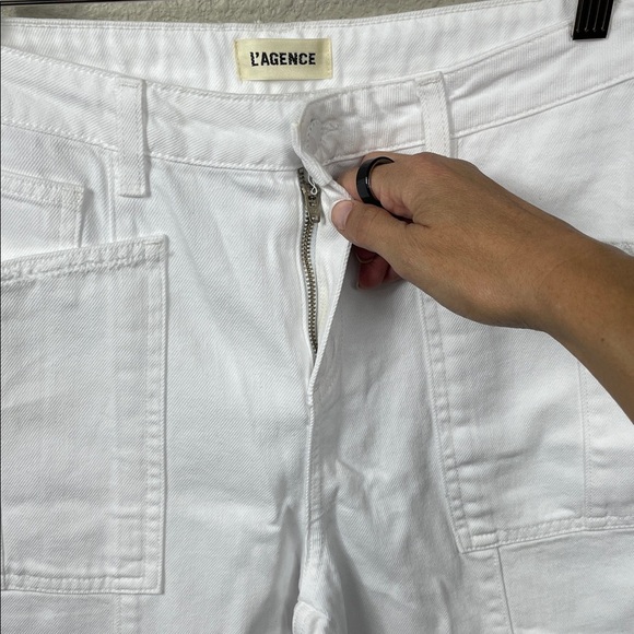 New L’Agence Cody High Waist Barrel Leg Rodeo Jeans Blanc White Sz 26 - Picture 5 of 13